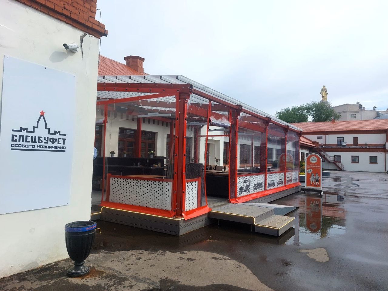 ПВХ шторы для летней террасы кафе в Дрезне